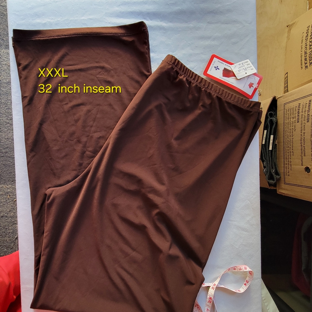 Brown XXXL Pants Wide Leg  Pull- Up With Stretch 32-inch Inseam